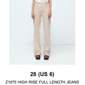 ZARA- high rise full length beige jeans